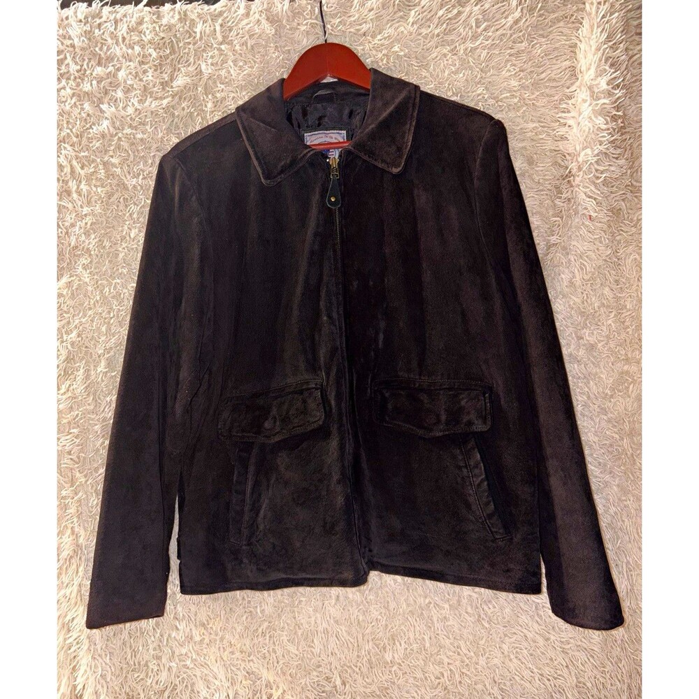 Vintage JLC Adventures On The Wing Suede Leather Jacket Black Mens Large